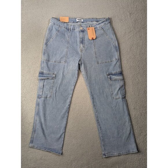 VIP Honey Denim - VIP Honey Cargo Jeans Womens 4XL Blue Comfort Stretch Tech Denim High Rise